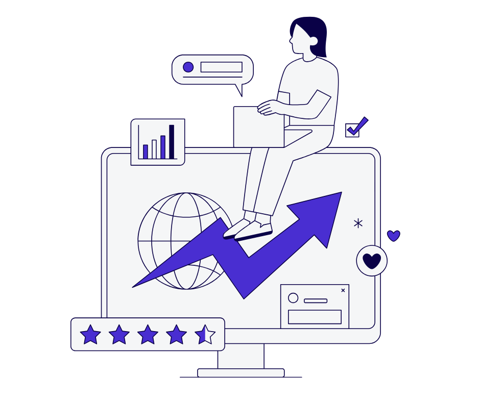 SEO strategy dashboard showing keyword rankings and traffic growth